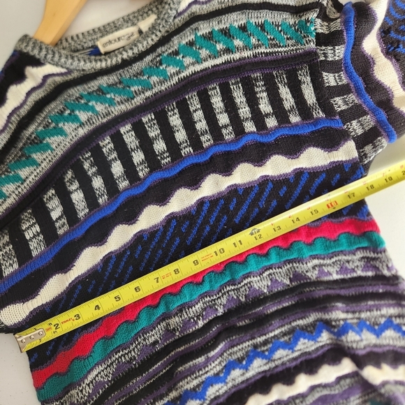 Vintage 3D Knit Coogi Style 90s Neon Knit Sweater Mens Streetwear Hip Hop retro - Picture 9 of 11